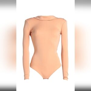 Elisabetta Franchi Nude Collared Bodysuit